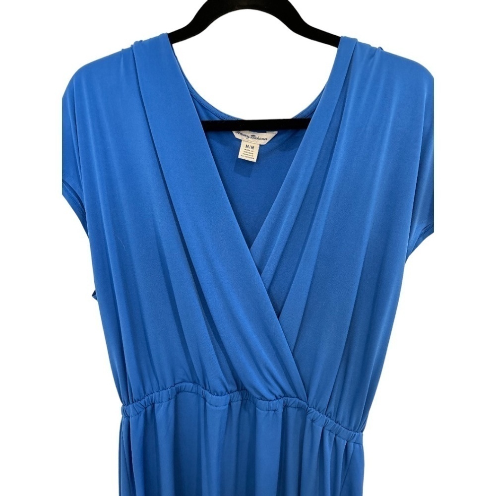 Tommy Bahama Blue Faux Wrap Sleeveless Elastic Waist Dress Size Medium - Picture 3 of 4
